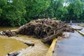 Debris on the Low Bridge, Roanoke River, Roanoke, VA, USA Royalty Free Stock Photo